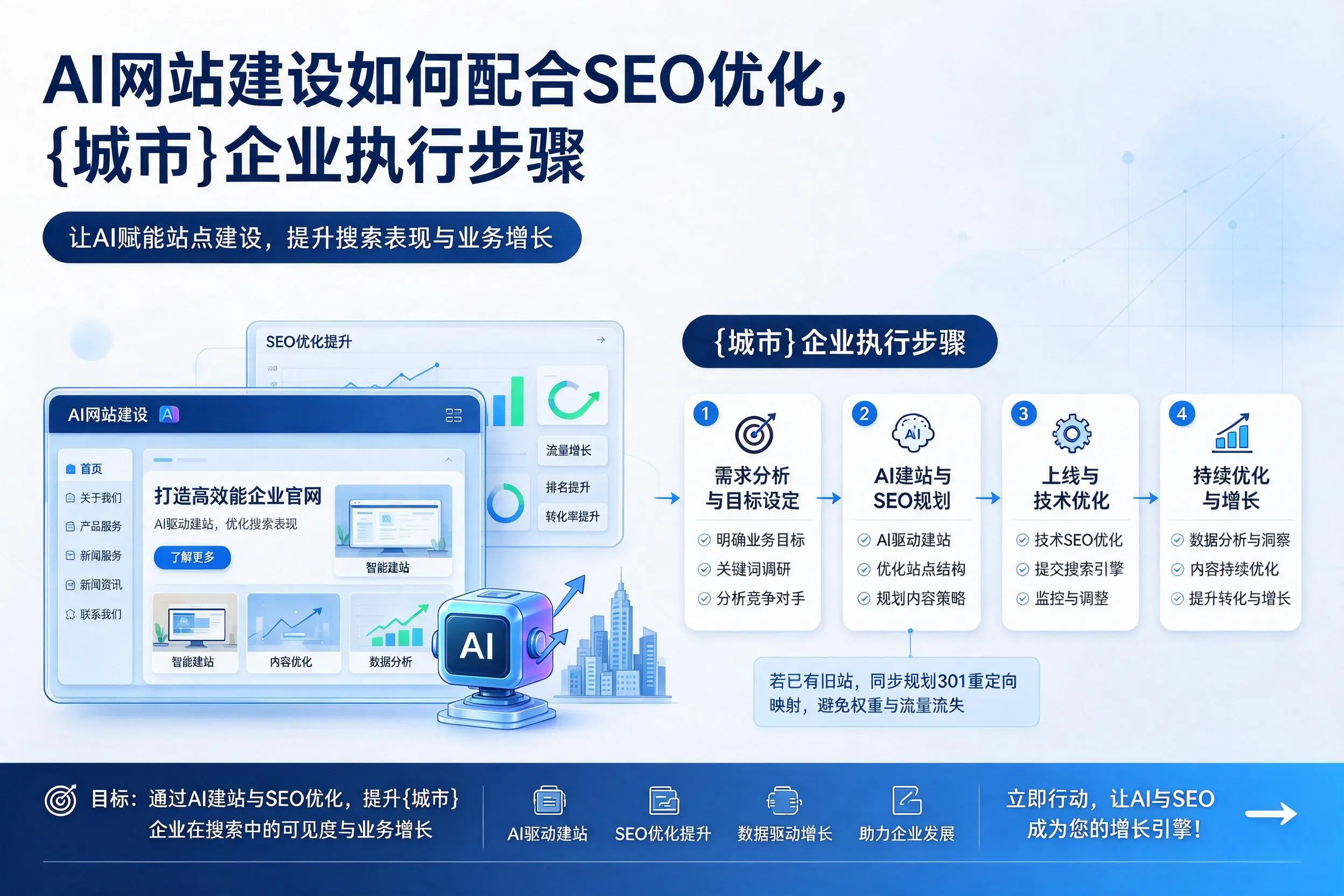 AI网站建设如何配合SEO优化，忻州企业执行步骤