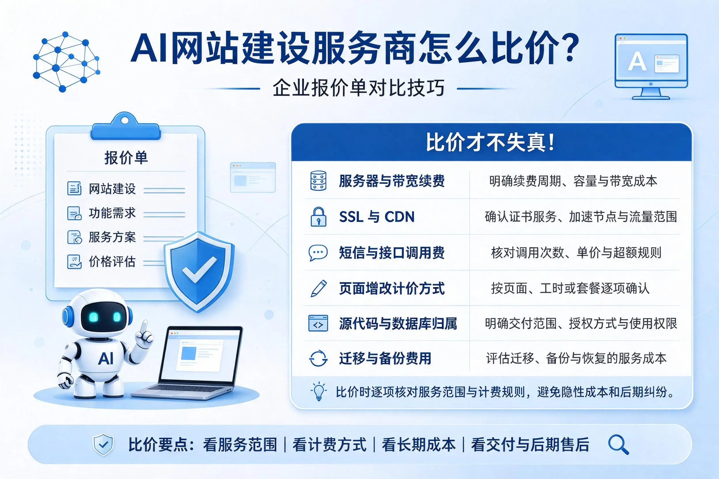 AI网站建设服务商怎么比价？忻州企业报价单对比技巧