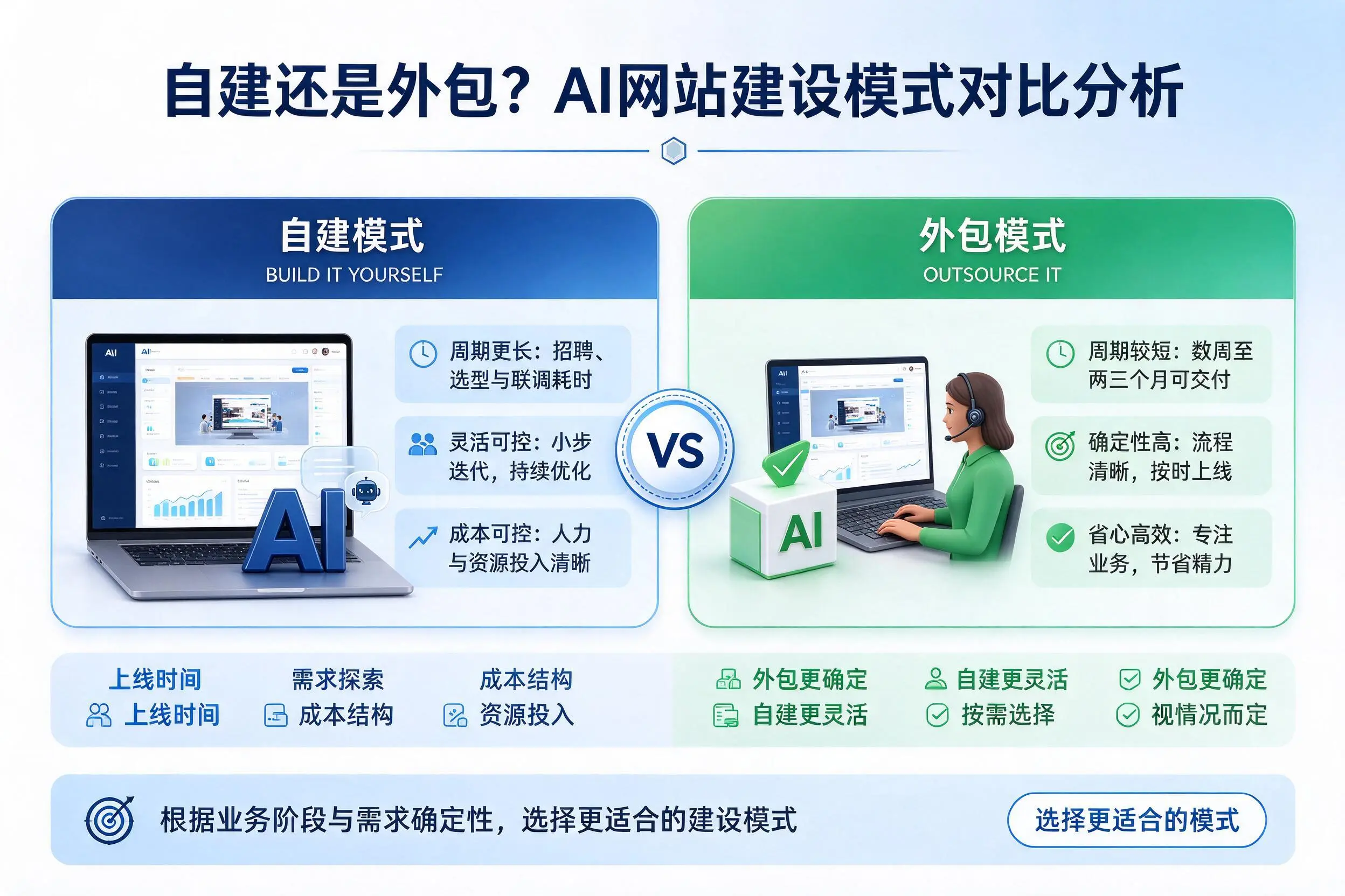 自建还是外包？忻州AI网站建设模式对比分析